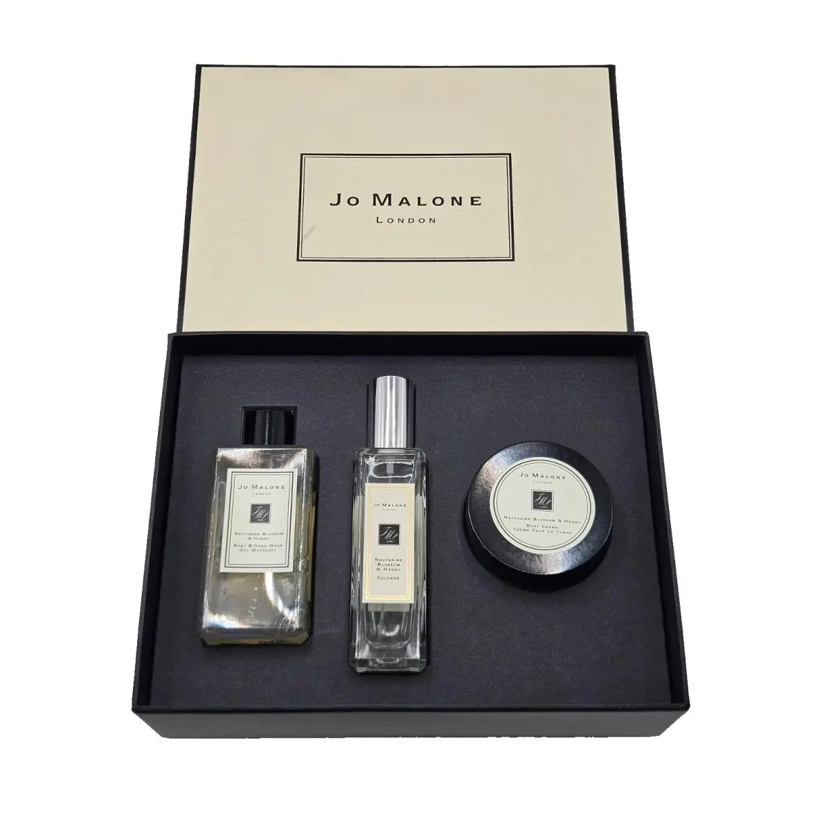 Jo Malone Nectarine Blossom Honey Colonge 1oz Creme 1.7oz Body Wash 3.4oz Set
