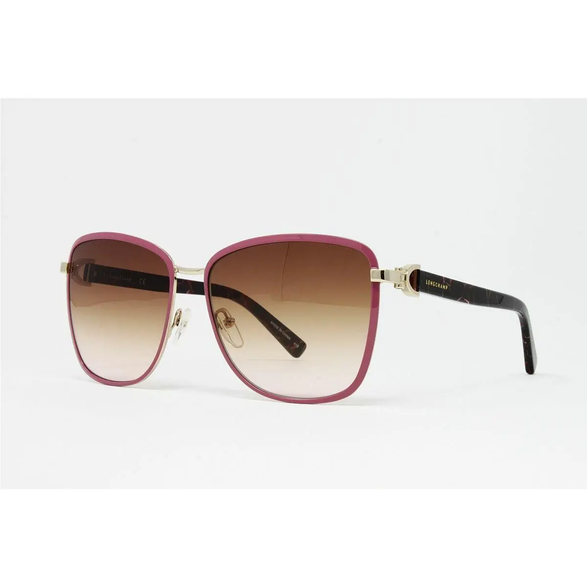 Longchamp Women`s Sunglasses LO103S 716 Gold Rose 58mm Square Metal Frame
