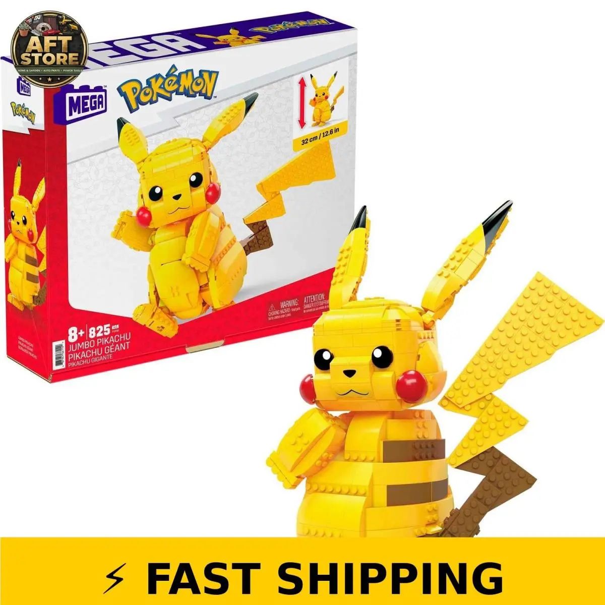 Mega Bloks Jumbo Pikachu Building Toy Set - 12 Inches 806 Pieces