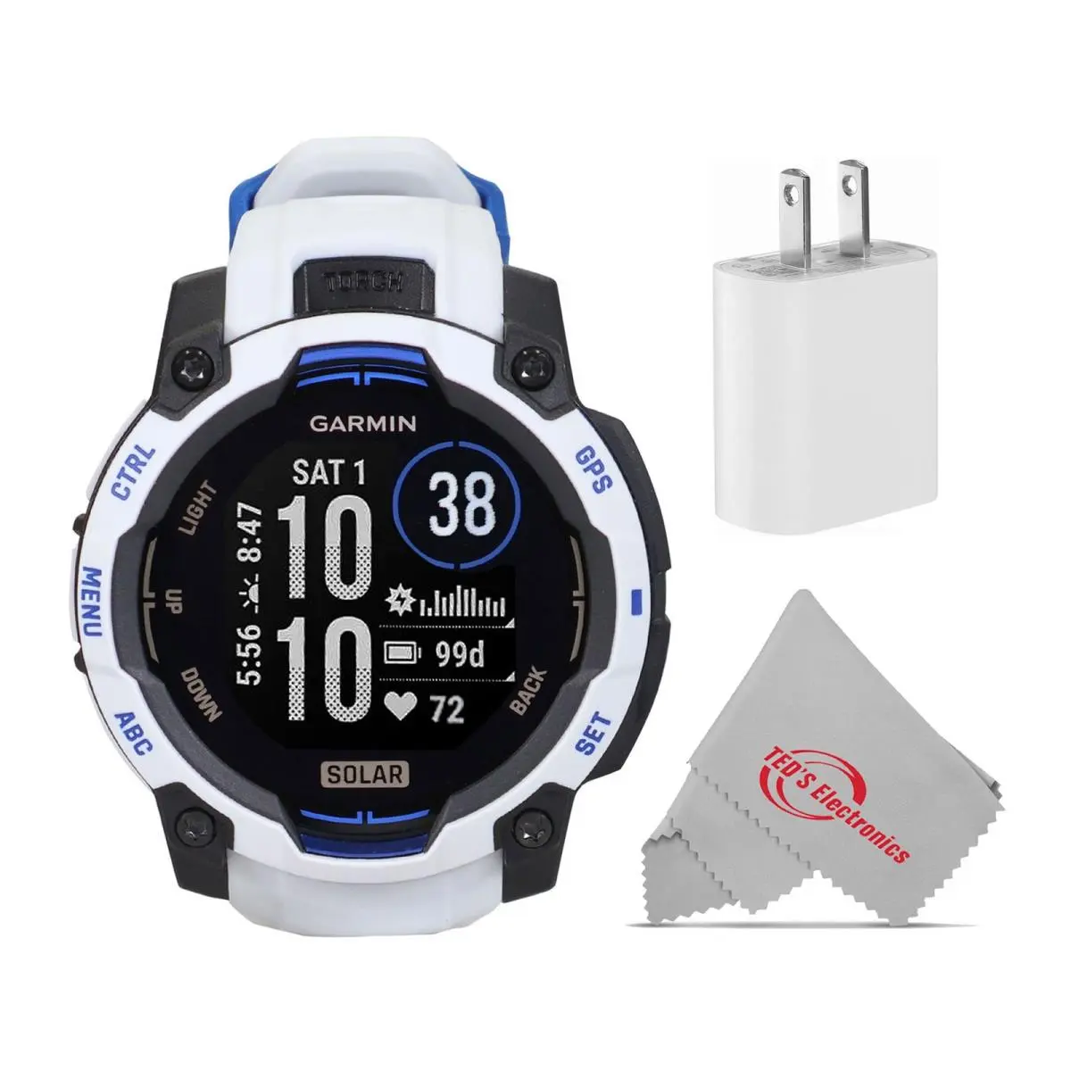 Instinct 3 Solar Gps Smartwatch 45 mm Silicone Band Whitestone Bundle by Garmin
