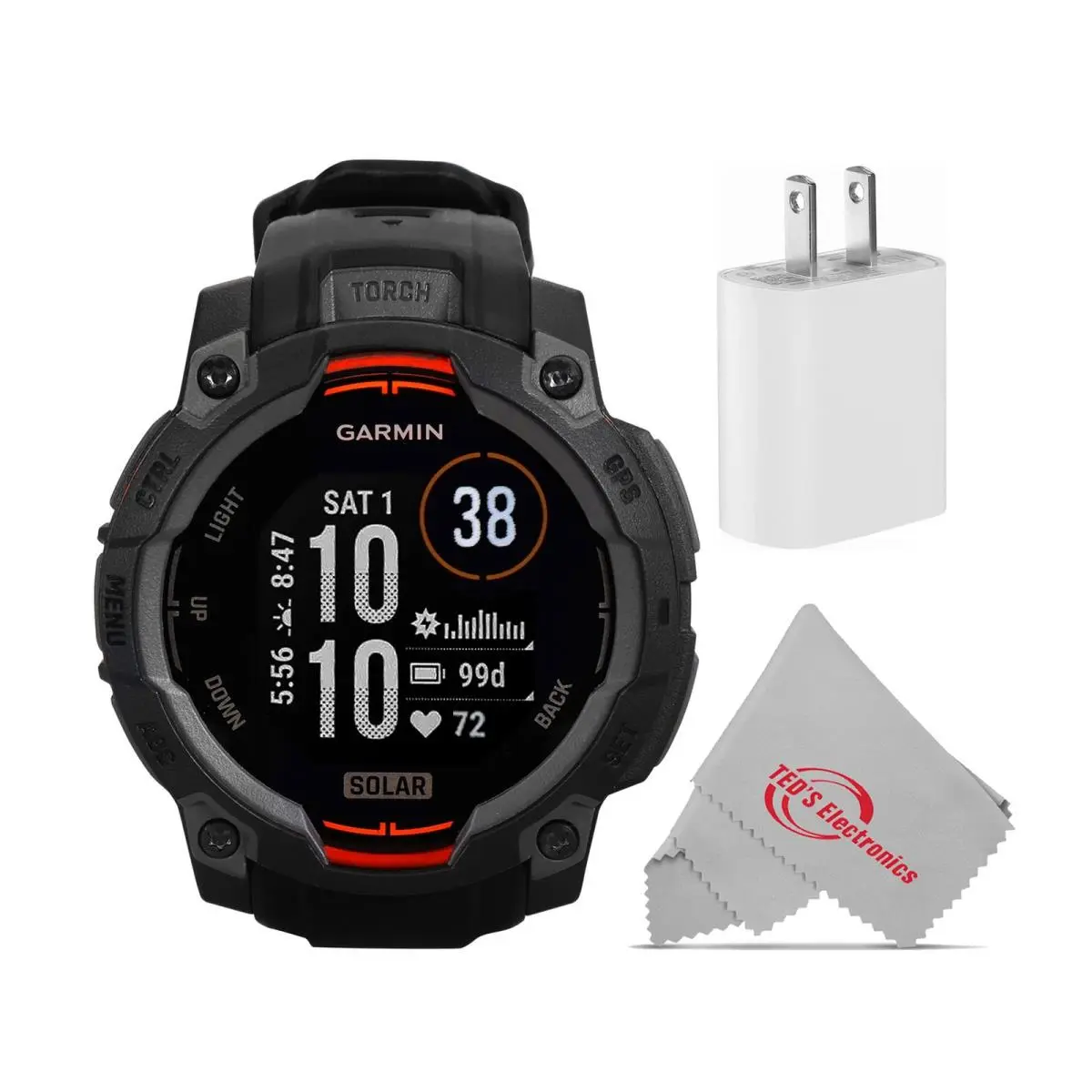 Instinct 3 Solar Rugged Outdoor Gps Smartwatch - 45mm Black Bundle by Garmin
