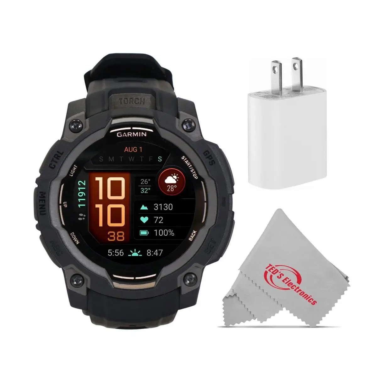 Instinct 3 Amoled Rugged Outdoor Gps Smartwatch - 45mm Black Bundle by Garmin