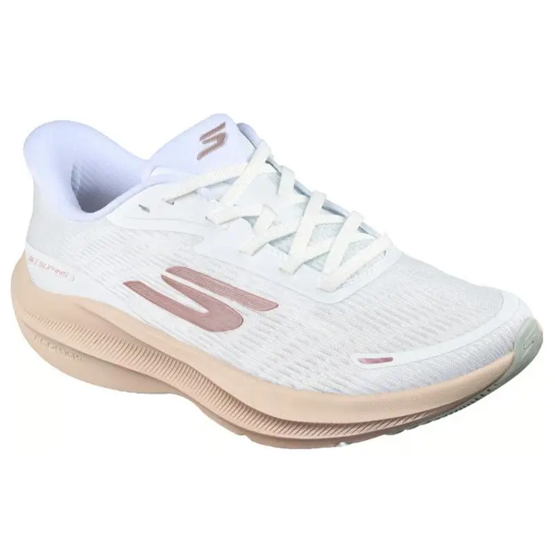 Womens Skechers Slip Ins Aero Pulse White Rose Mesh Shoes - White