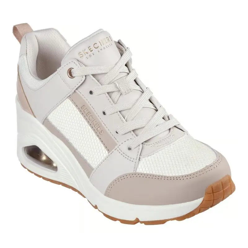 Womens Skechers Uno Wedge Everything Nice Off White Leather Shoes