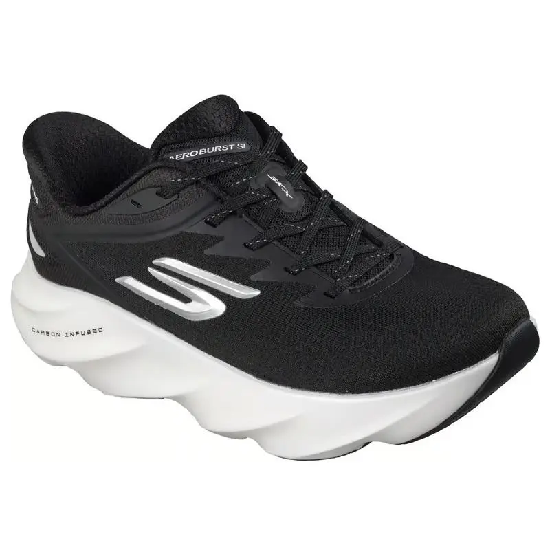Womens Skechers Slip Ins Aero Burst Black White Mesh Shoes