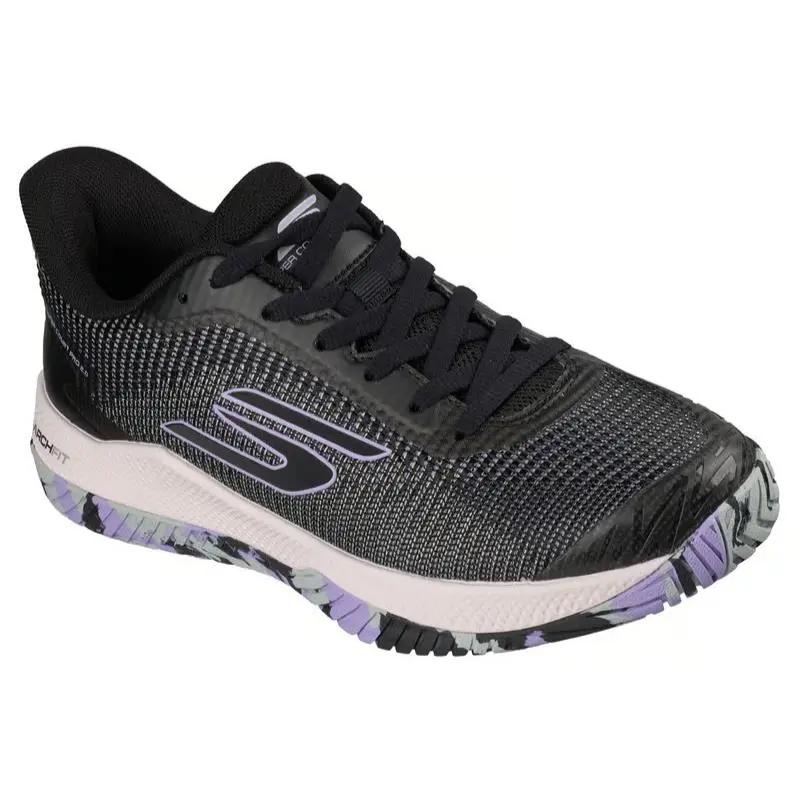 Womens Skechers Viper Court Pro 2.0 Black Lavender Mesh Shoes