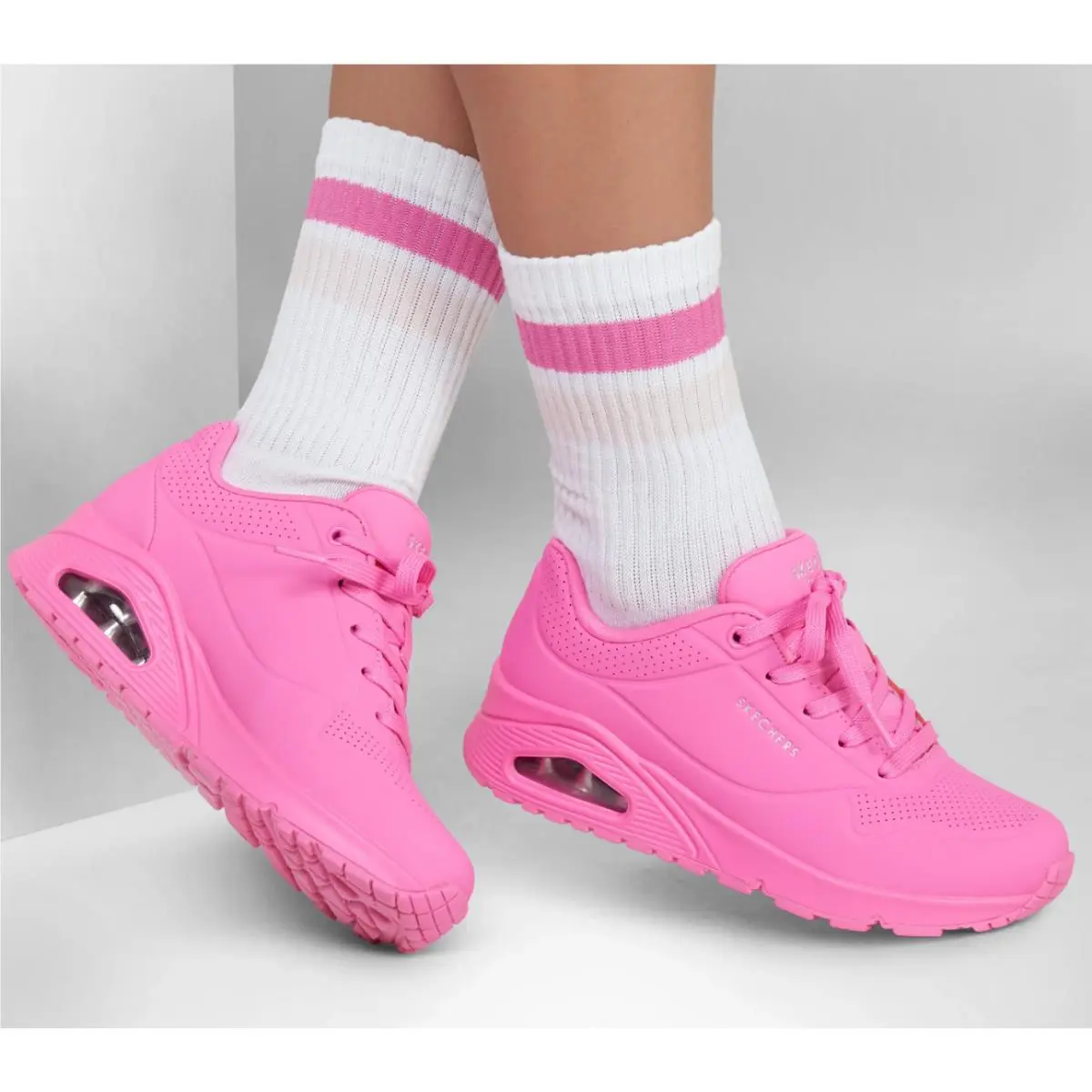 Skechers Uno Stand on Air Hot Pink Sneakers Women`s Lifestyle Shoes US 6.5