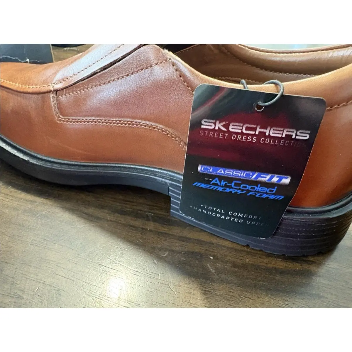 Skechers Miller Moriarty Leather Slip-on Dress Shoes Men Size 11 Brown Cognac
