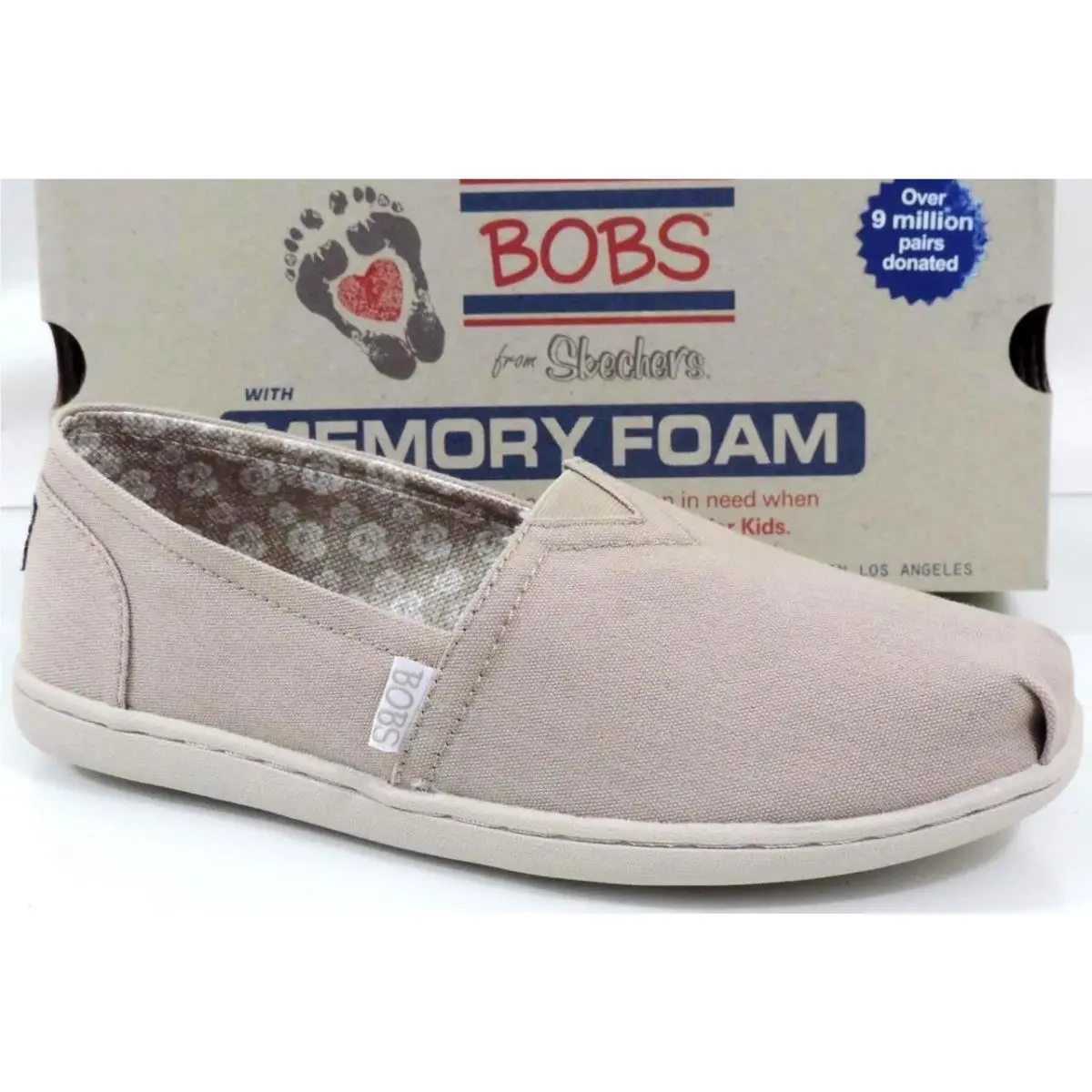 Skechers Bobs Spring Step Slip On Memory Foam Comfort Shoes Natural Size 7.5