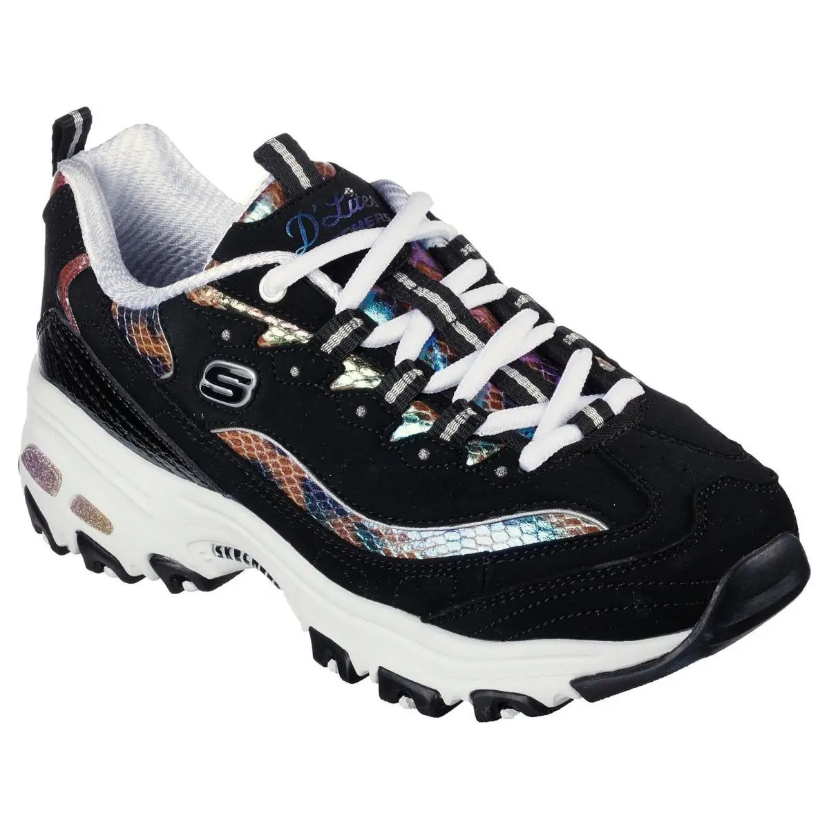 Skechers Wild Star Woman`s D`lites Air Cooled Memory Foam Black Multi Size 11
