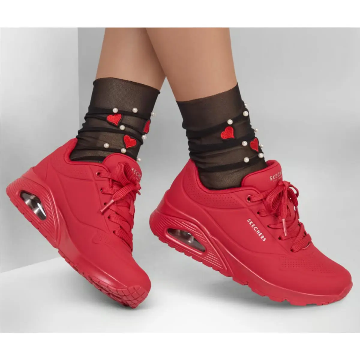 Skechers Uno Stand on Air Red Sneakers Women`s Lifestyle Shoes US 9.5