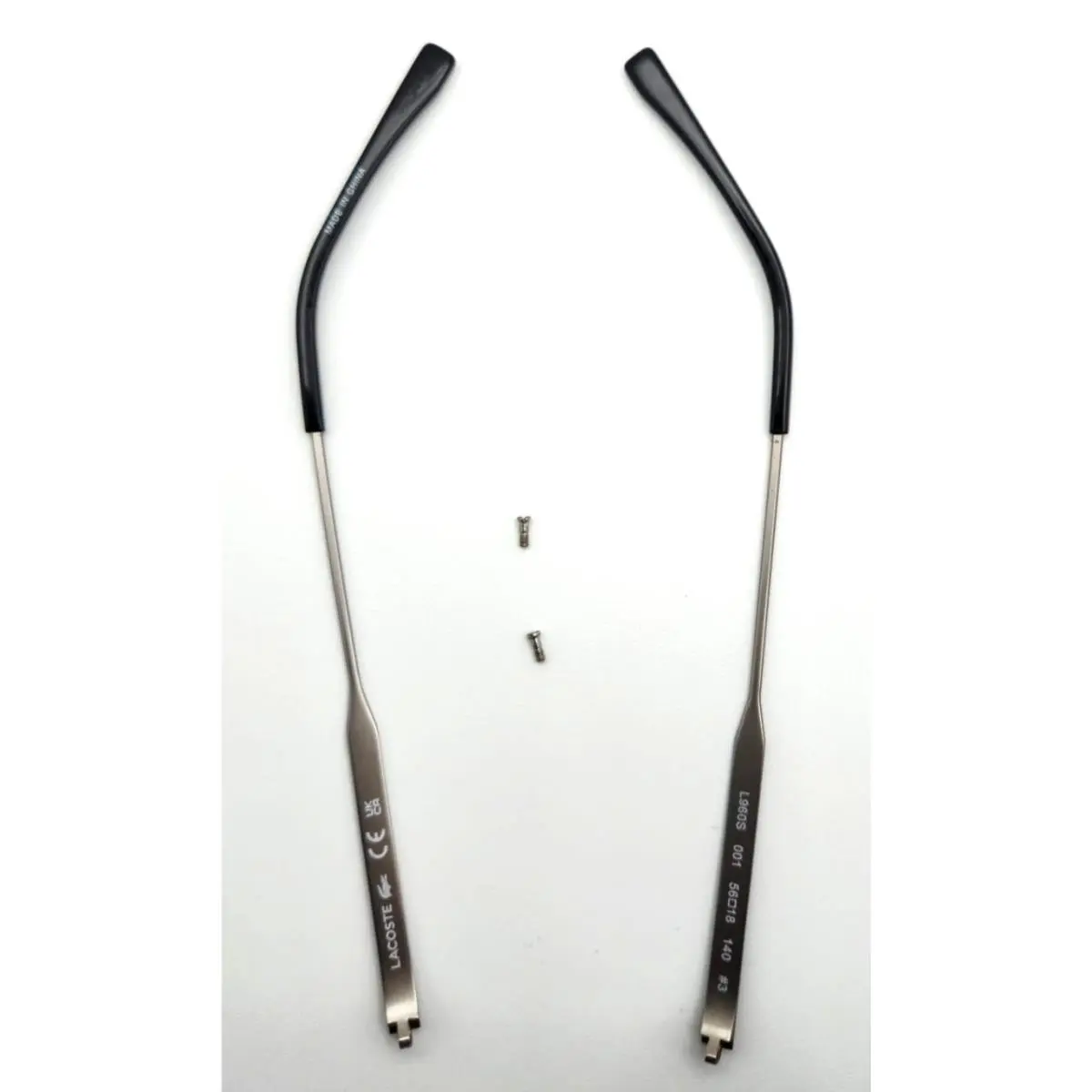 Lacoste L960S 001/ Black Gray Metal Plastic Temple Arms 140MM/ 2 Screws
