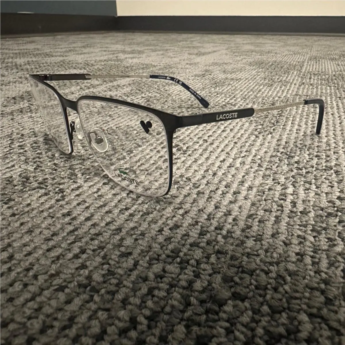Lacoste L2287 021 Navy Blue Rectangular Men`s Eyeglasses Frames 55-18-145