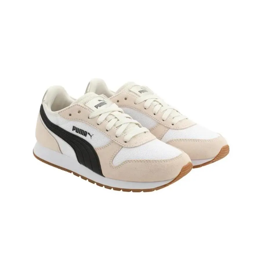 Puma Womens Jogger Sneaker Cream Multicolor Padded Logo Retro 80s Walking Casual