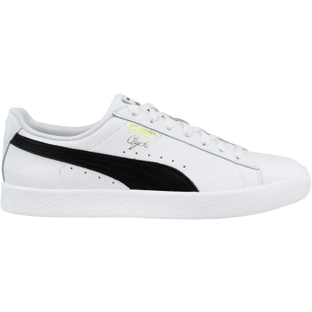 Puma Clyde Core Foil Lace Up Mens White Sneakers Casual Shoes 364669-01 - White