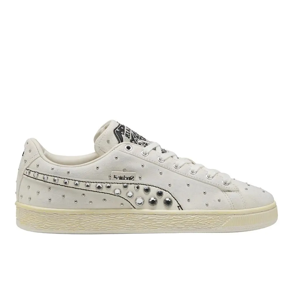 Puma Suede Sinclair Worn Lace Up Mens White Sneakers Casual Shoes 40875001