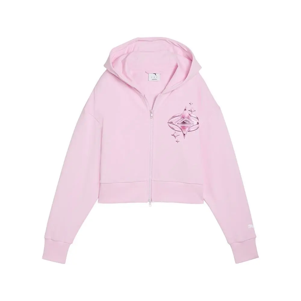 Puma X Lafrance Pink Heem Crop Pullover Hoodie Womens Pink Casual Outerwear 633