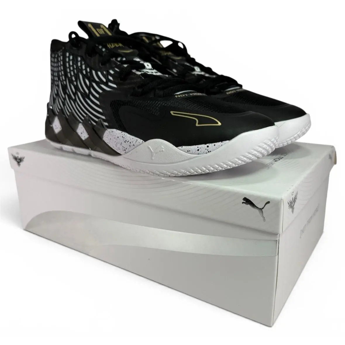 Puma Lamelo Ball MB.01 Basketball Shoes Foot Locker 50th Black/white Men`s 11.5