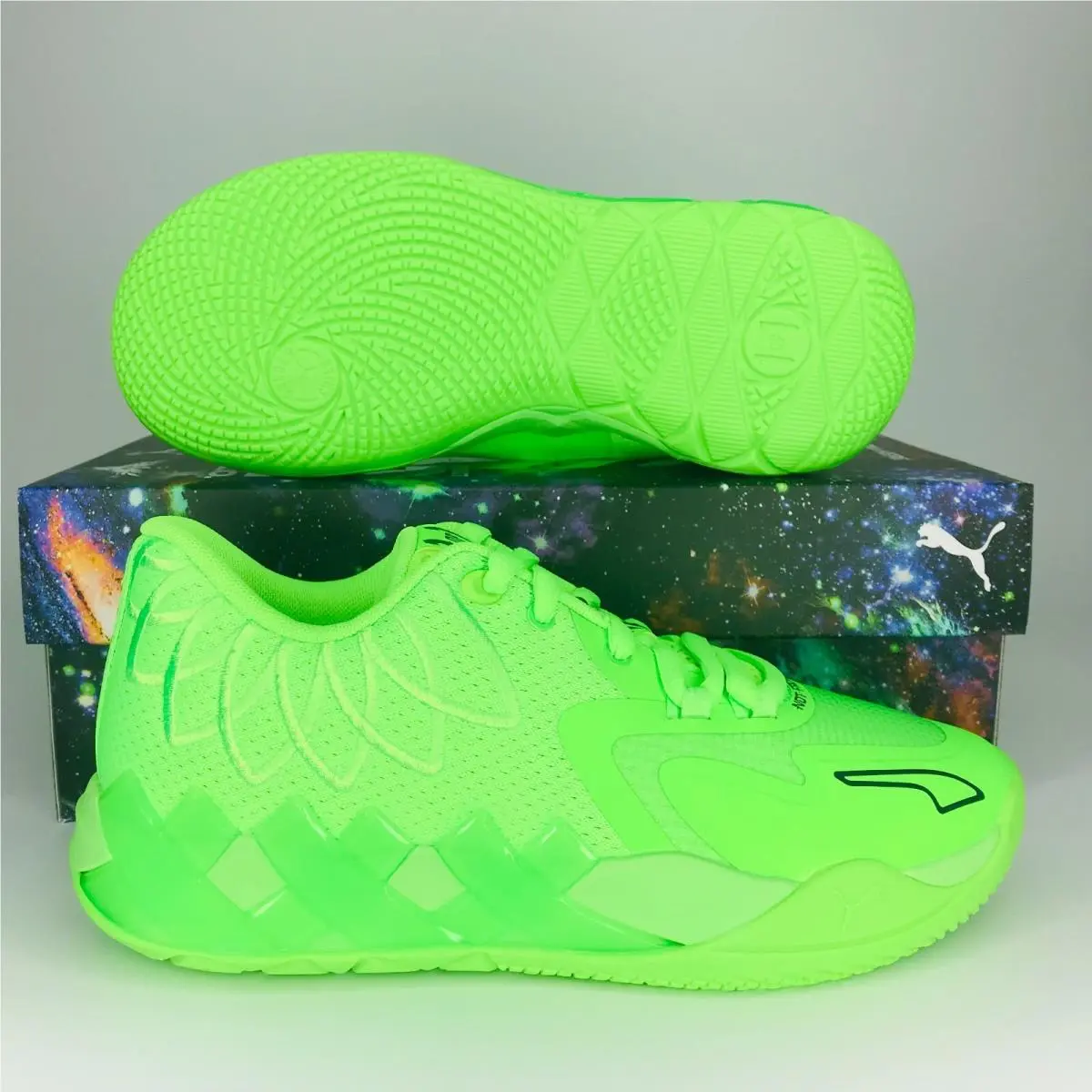 Puma MB.01 Lamelo Ball GS Green Gecko Basketball Sneakers 5.5Y 377368-07