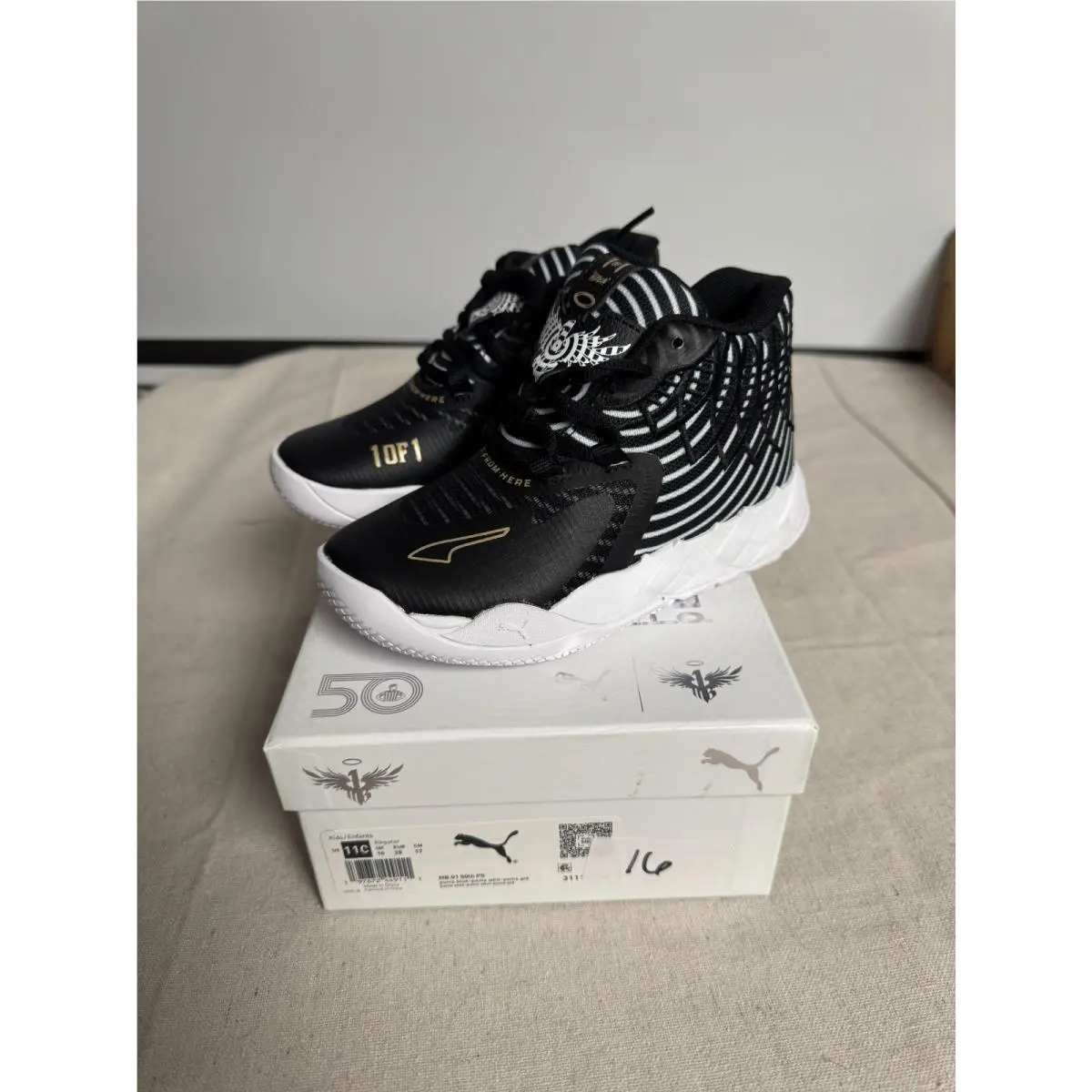 Puma shoes - MB.01 50th PS - Black, White, Gold (UPC: 197672449111) 11