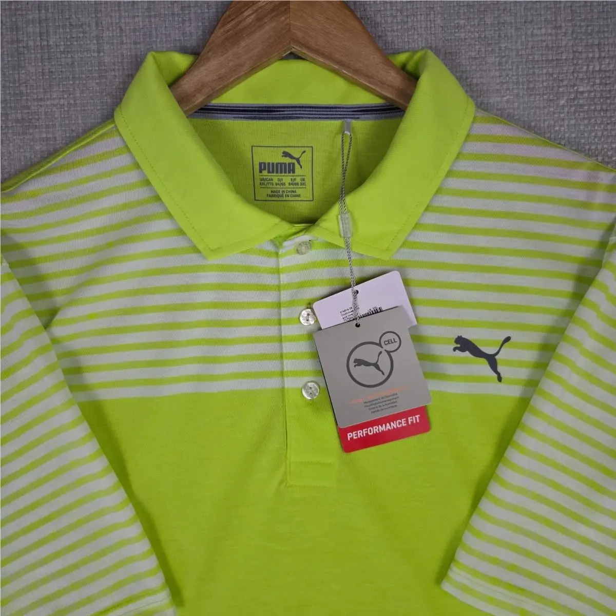 Puma Drycell Mens 2XL Polo Shirt Poly/cotton Bright Green Wicking Golf