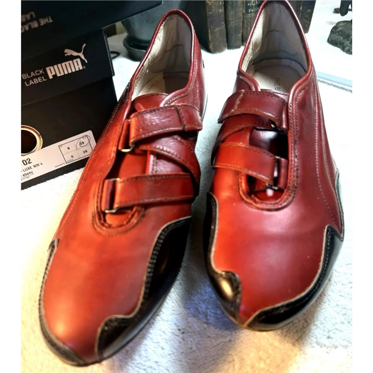 Puma Black Label Mostro Re-luxe Red Leather Shoes Ladies US 9 w Box