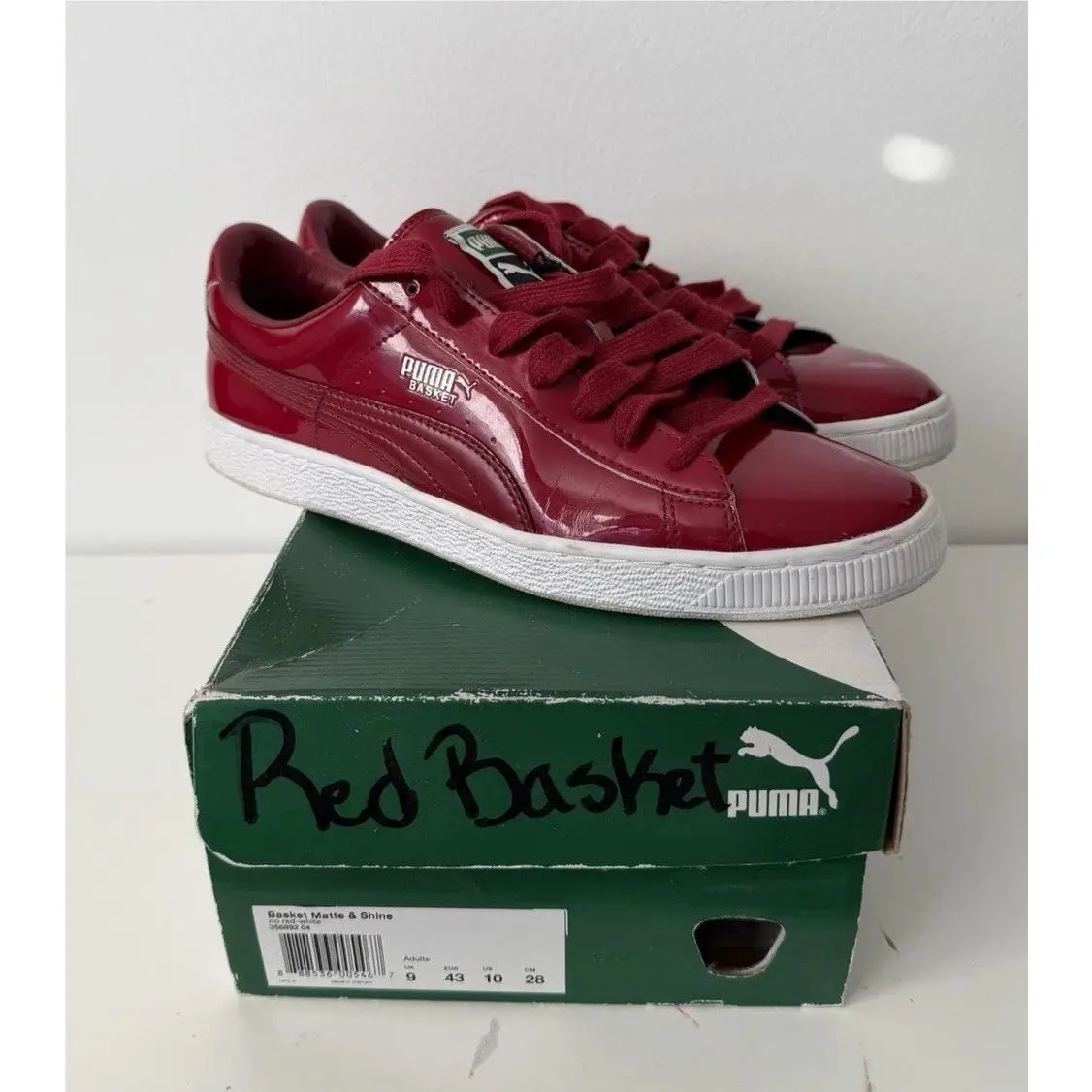 Puma Basket Matte Shine Red Patent Leather Sneakers Men’s Size 10 w/ Box