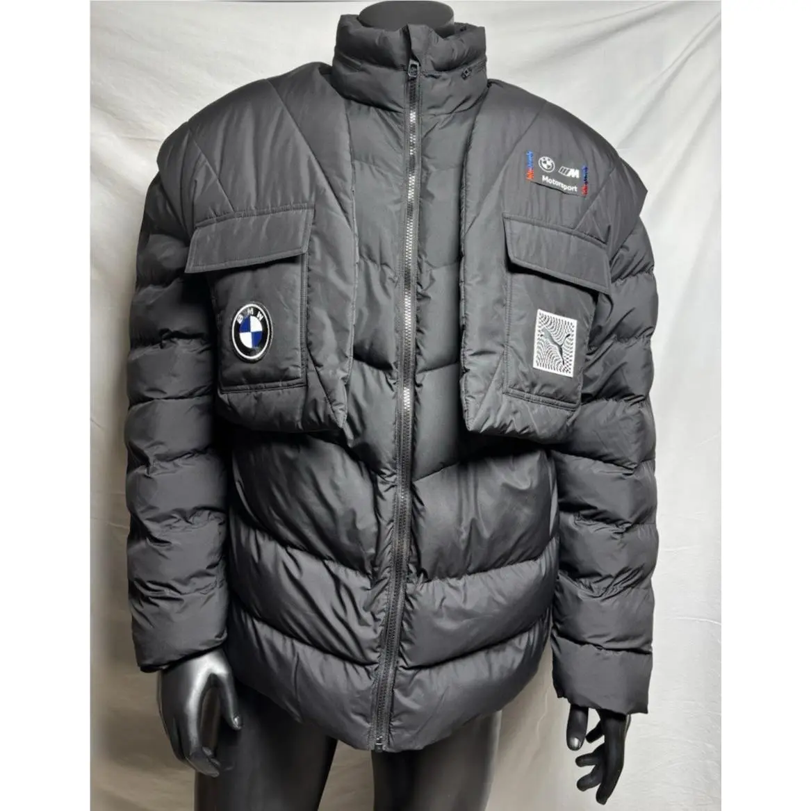 Puma Bmw Motorsports Garage Crew Puffer Jacket Men Size Large 621021-01 Black