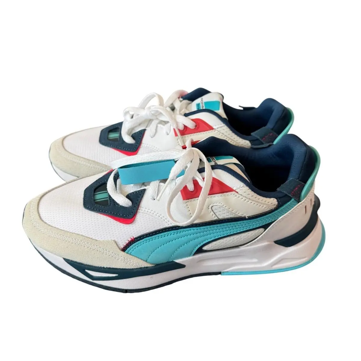 Puma Porsche Design Targa Mens Sneakers White Teal Navy Red 306942-02 Low Top