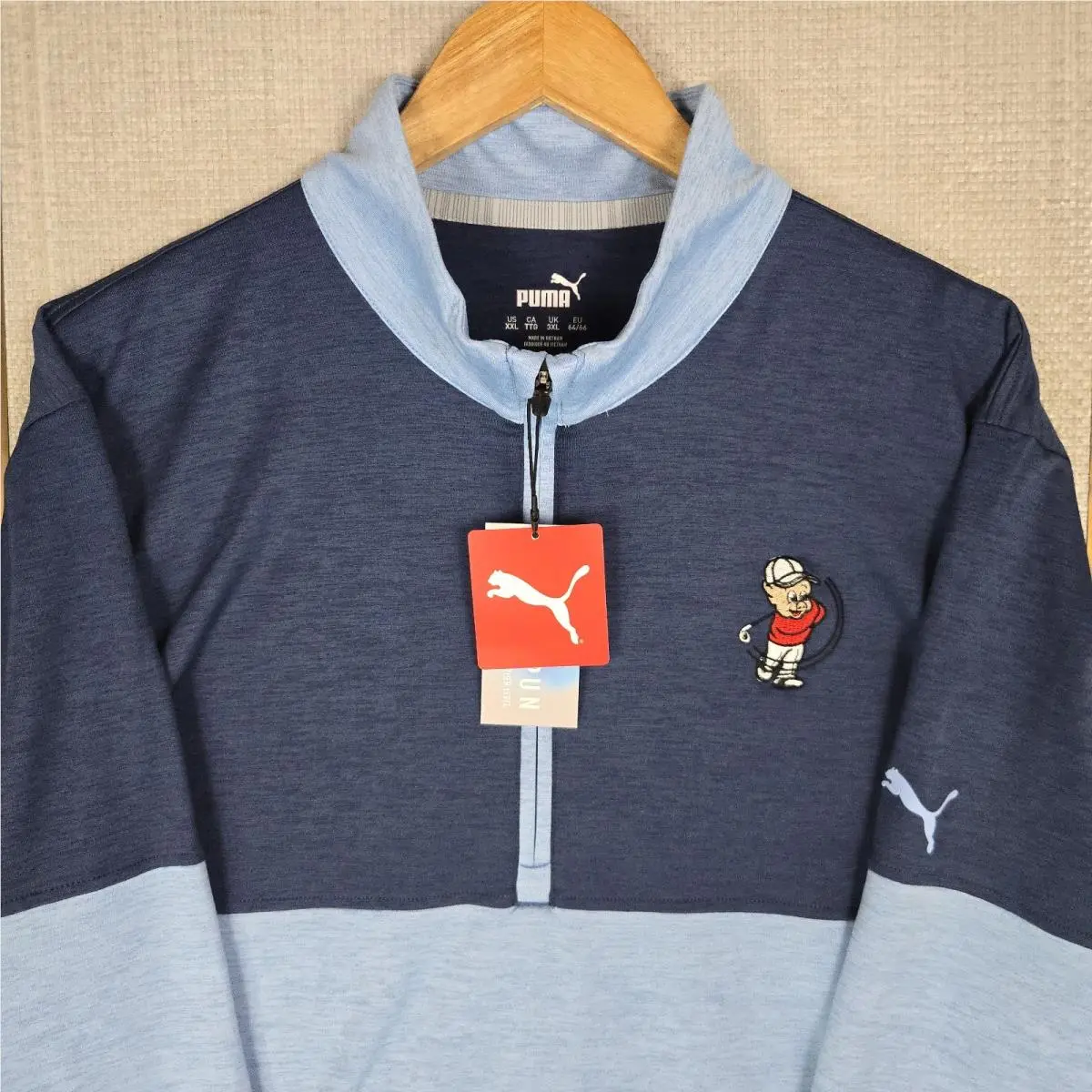 Puma x Porky Pig Golf Mens Sz 2XL Cloudspun 1/4 Zip Pullover Blue Xxl