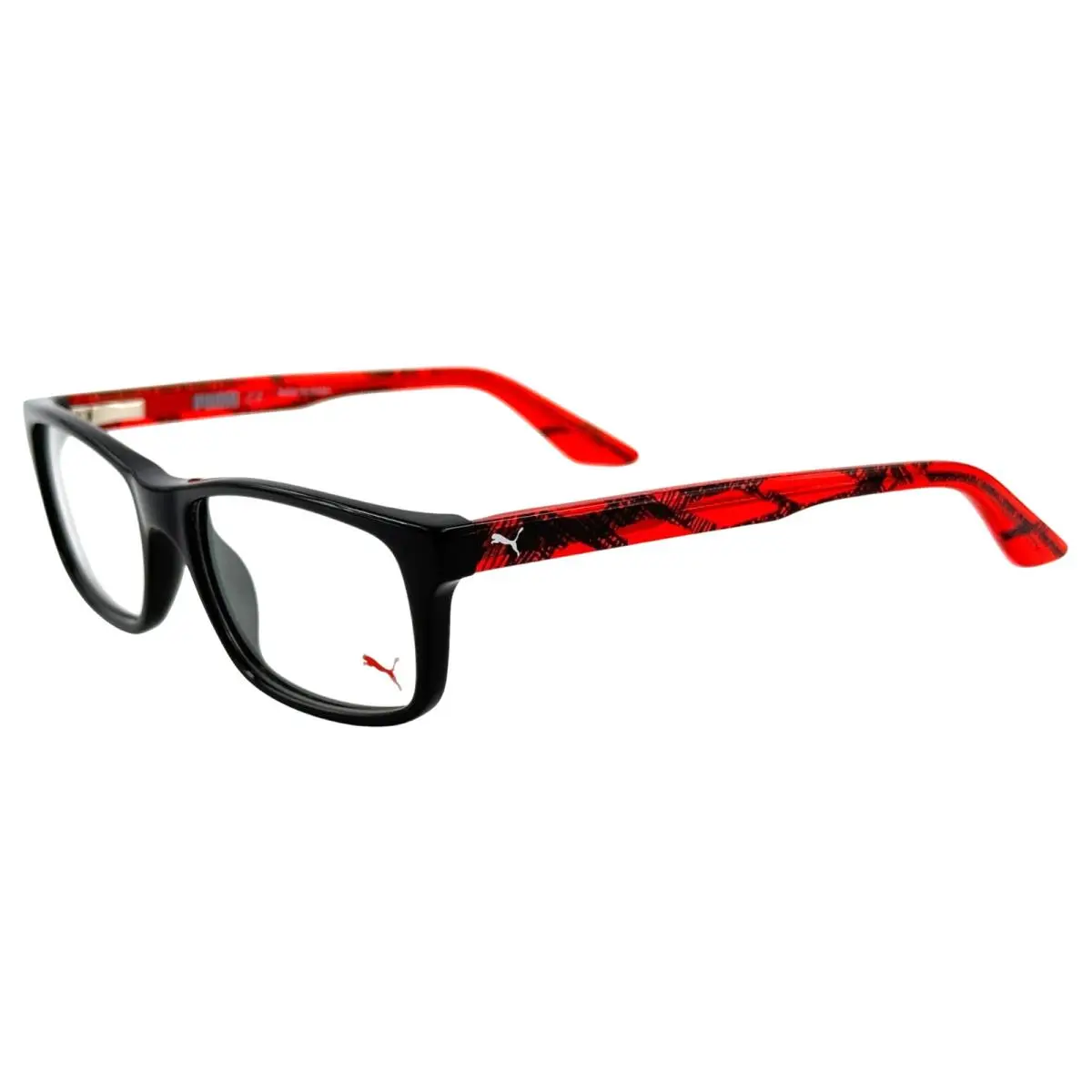 Puma PJ00090 Kids Plastic Eyeglass Frame 001 Black Red 49-16 Spring Hinges