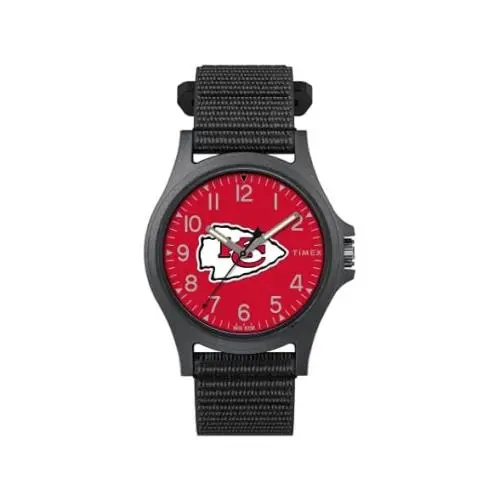 Timex Men Nfl Pride 40mm Watch Kansas City Chiefs Black Fastwrap Strap