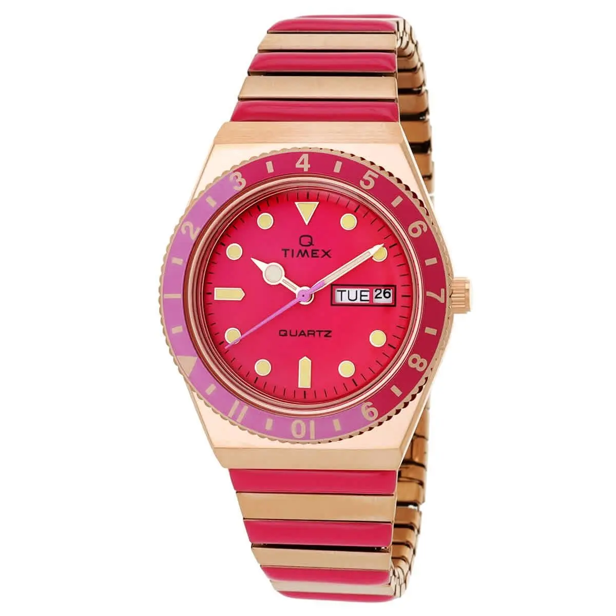 Q  Quartz Pink Dial Expansion Band Ladies Watch TW2W41000 by Timex
