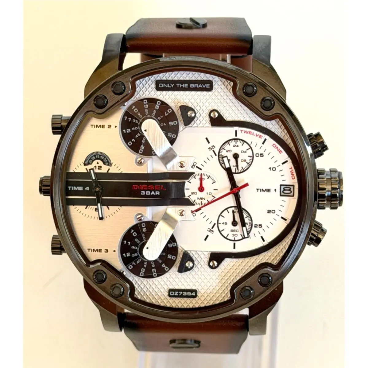 Diesel DZ7394 Mr Daddy Gunmetal Chronograph Brown Leather Strap Watch