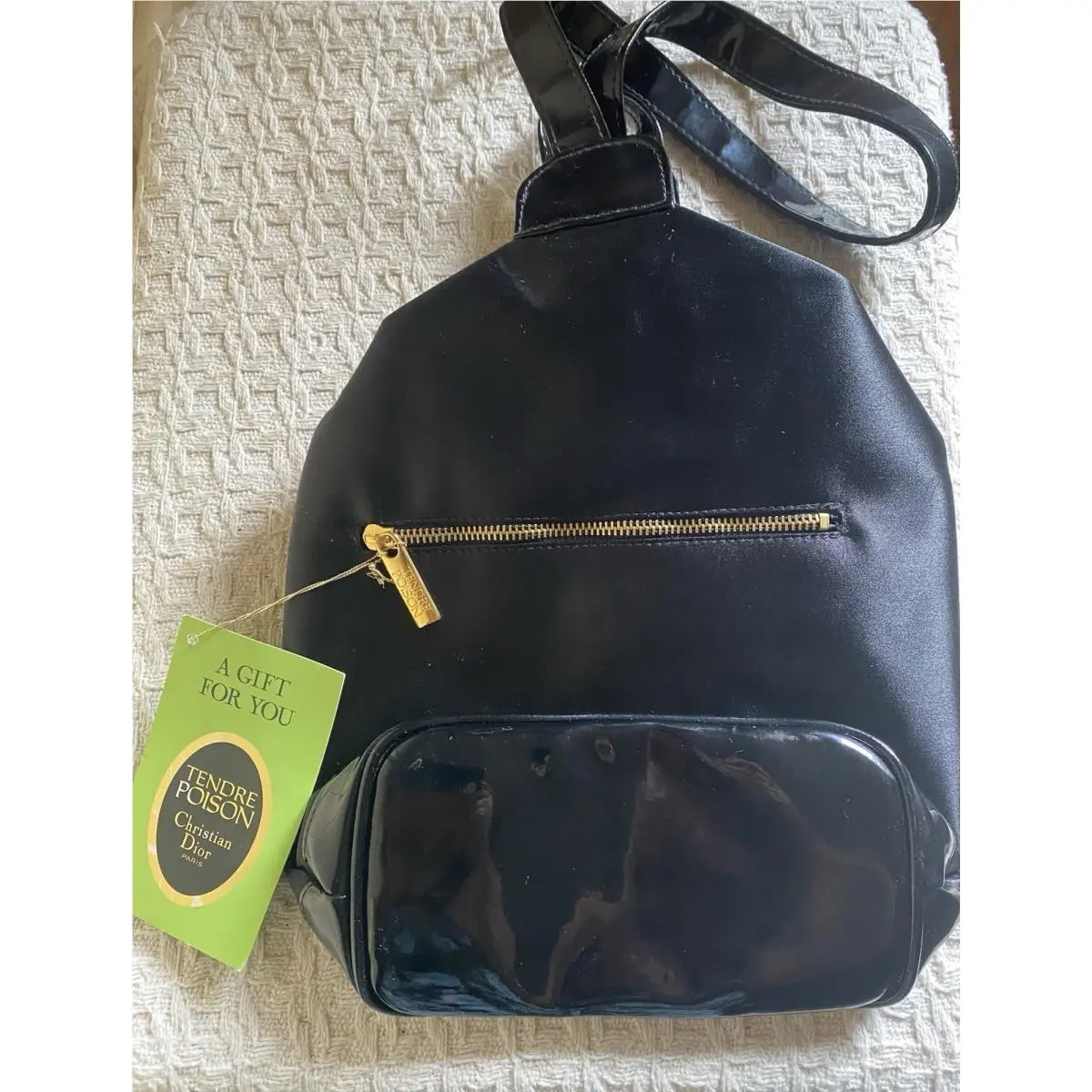 Vtg Christian Dior Tendre Poison Black Promo Backpack Shoulder Bag Purse