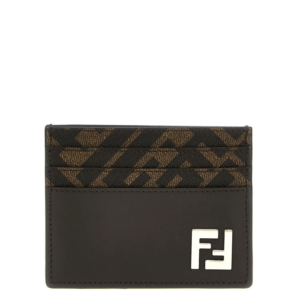 Fendi Brown Calf Leather Bos Taurus Cardholder