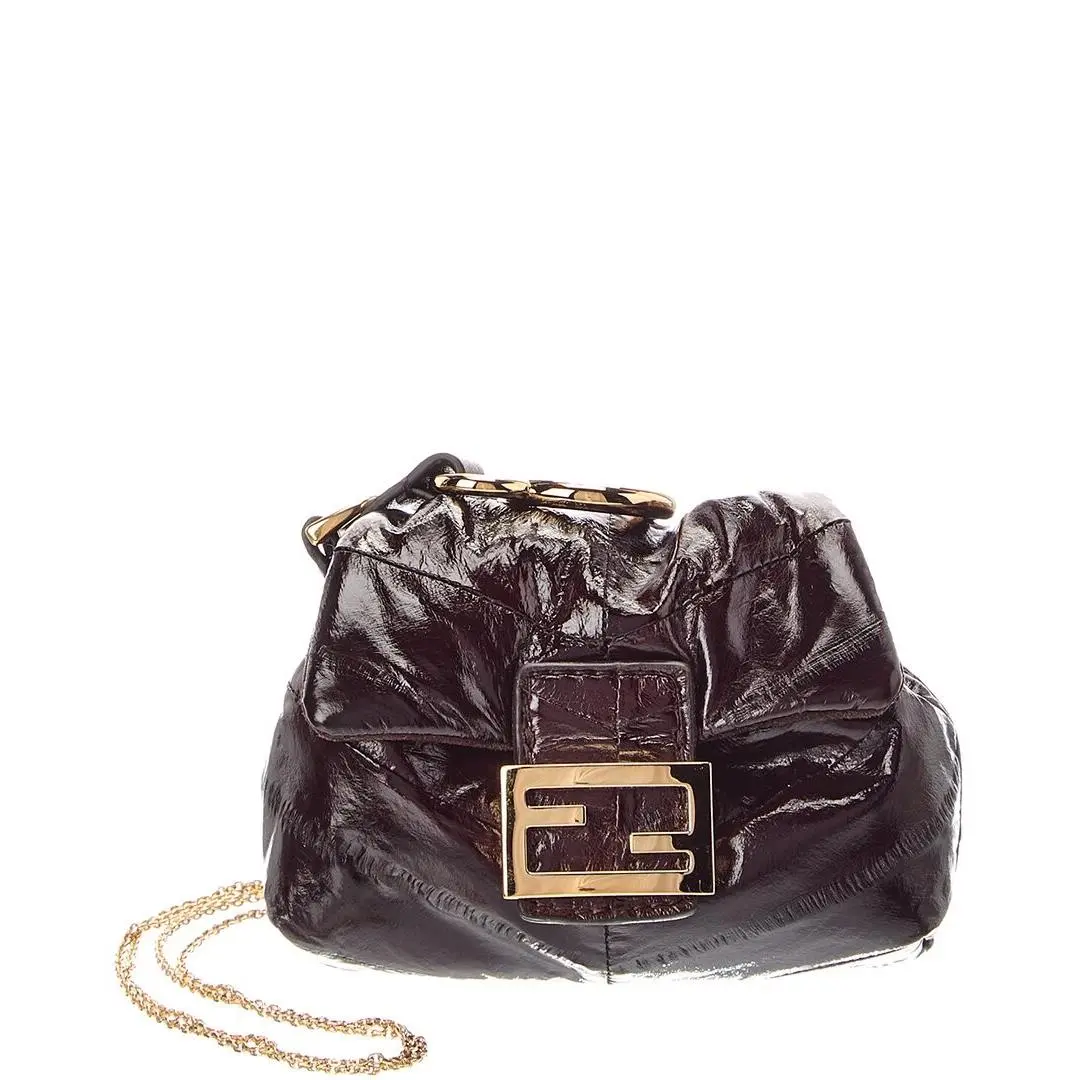 Fendi Baguette Leather Pouchette Women`s Brown