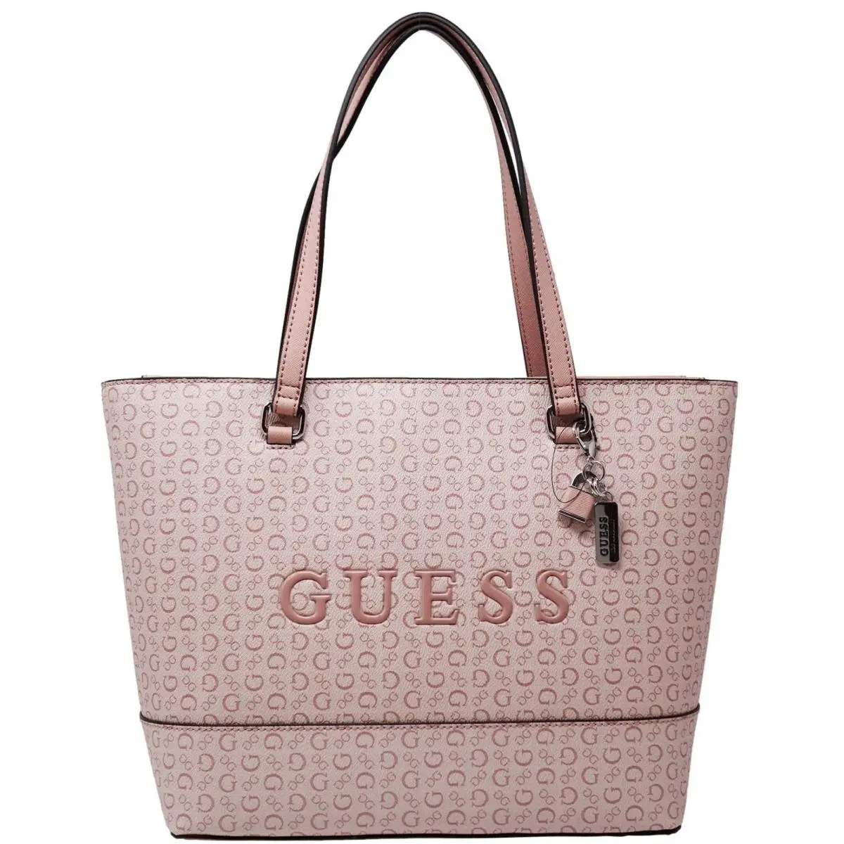 Guess Women`s Logo Print Tote Travel Bag Handbag Purse - Light Rose