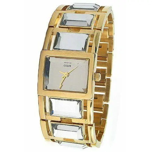 Gold Tone Large Crystals Mirror Fancy Rectangle Bracelet Watch U16503L1 by Guess