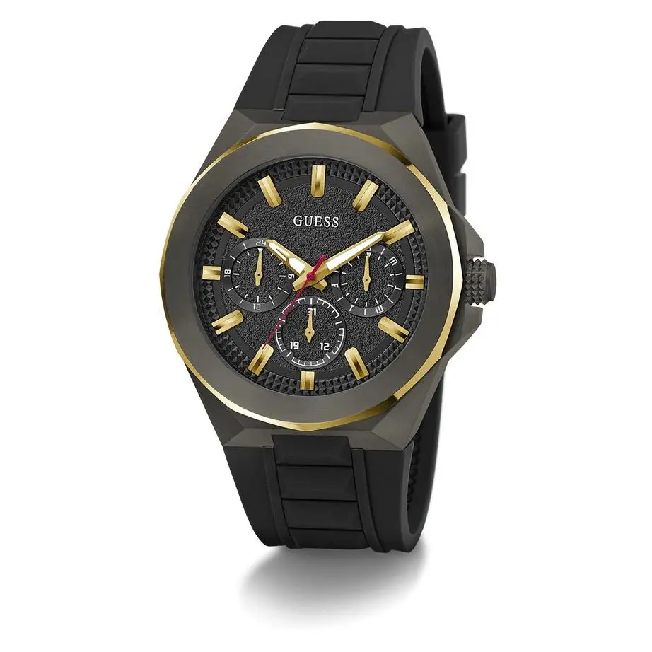 Guess Multi-function Black Silicone Two-tone Mens Watch GW0799G1