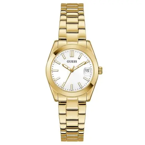 Guess Quartz Gold Tone Date White Dial Women`s Watch GW0934L2