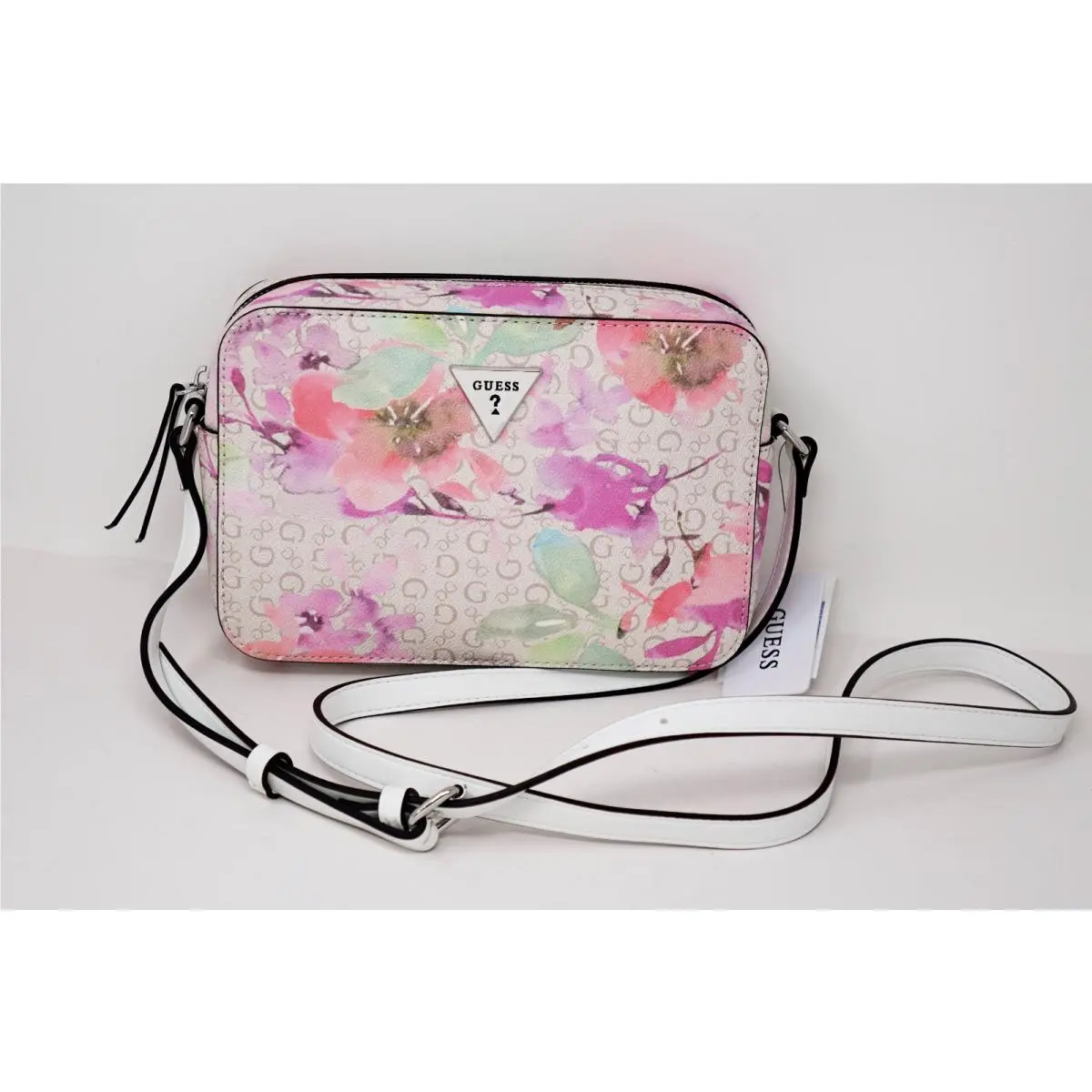 Guess Pink Pastel Floral Logo Print Crossbody Bag Handbag Purse