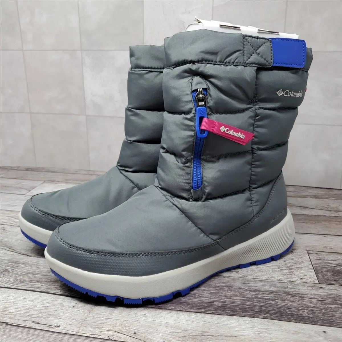 Columbia Paninaro Omni-heat Snow Boots Women`s Size 9.5 Grey Pull On BL0118-053
