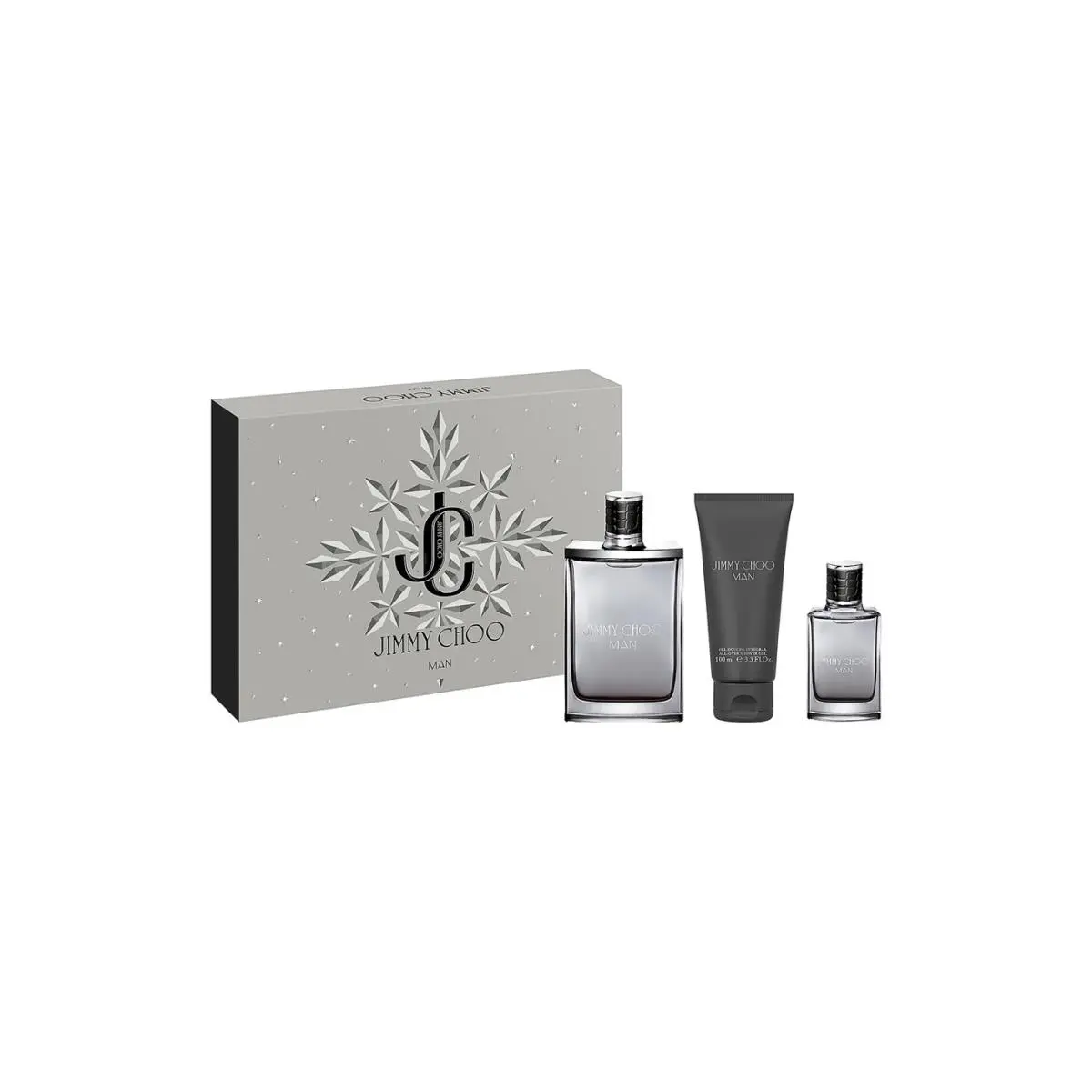 Jimmy Choo Man 3 Piece Gift Set 3.3oz Edt 3.3oz Shower Gel 0.25oz Edt Travel