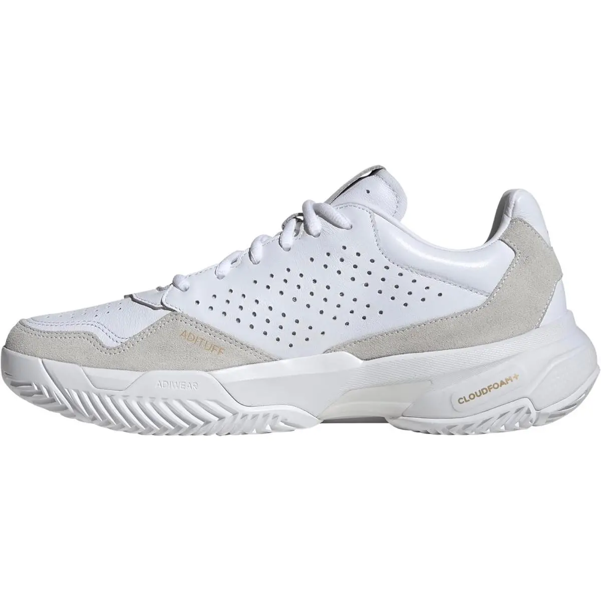 Adidas Mens Courtjam Control 3 Premium Tennis Sneakers Shoes - White - Chalk White/Team Victory Red