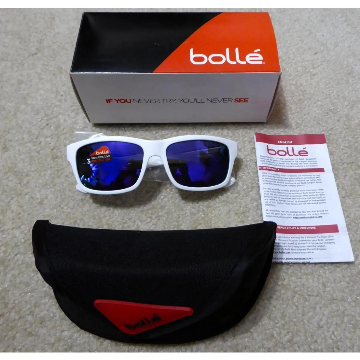 Bolle Jude Sunglasses Blue Violet Matte White/square Made in Italy