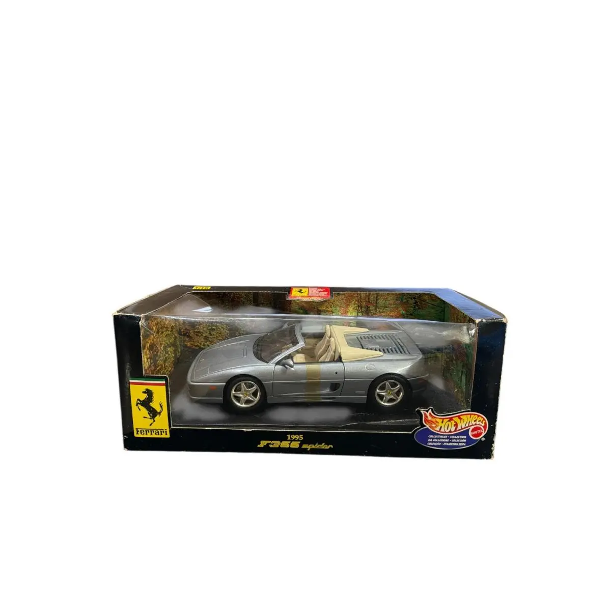 Hotwheels Ferrari 1995 F356 Spider Gray Diecast Car 1:18 Scale Read