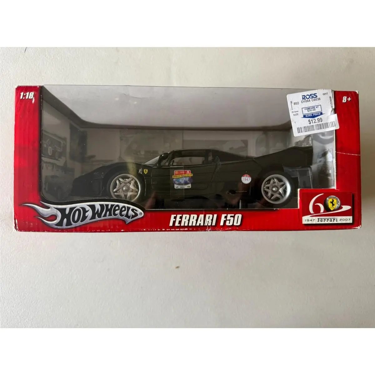 Hot Wheels Ferrari F50 Black 60th Anniversary 1947-2007 1:18 BD4