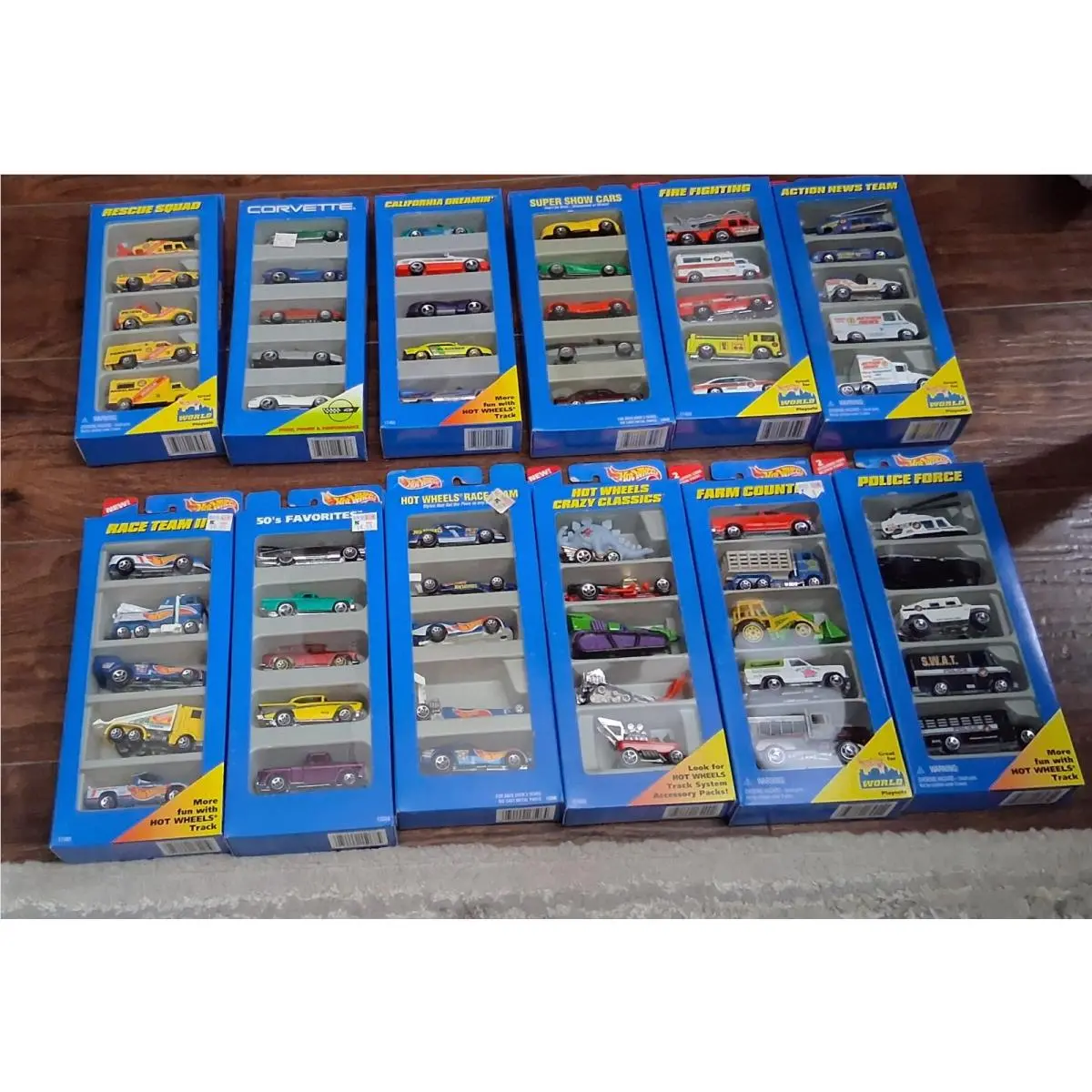 Old Stock Full Case of 12 Hot Wheels 5 Car Gift Packs From 1995 1996