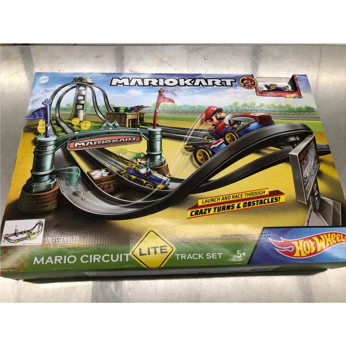 Hot Wheels Mario Kart Circuit Lite Track Set Die Cast Car Kids Toy Gift Rare
